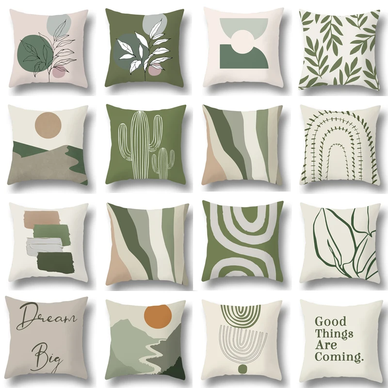 

Plants Decorative Room Tropical 45x45cm Decor Covers Living Pillow Green Cover Simple Pillow Home Cushion Print Geometry Case