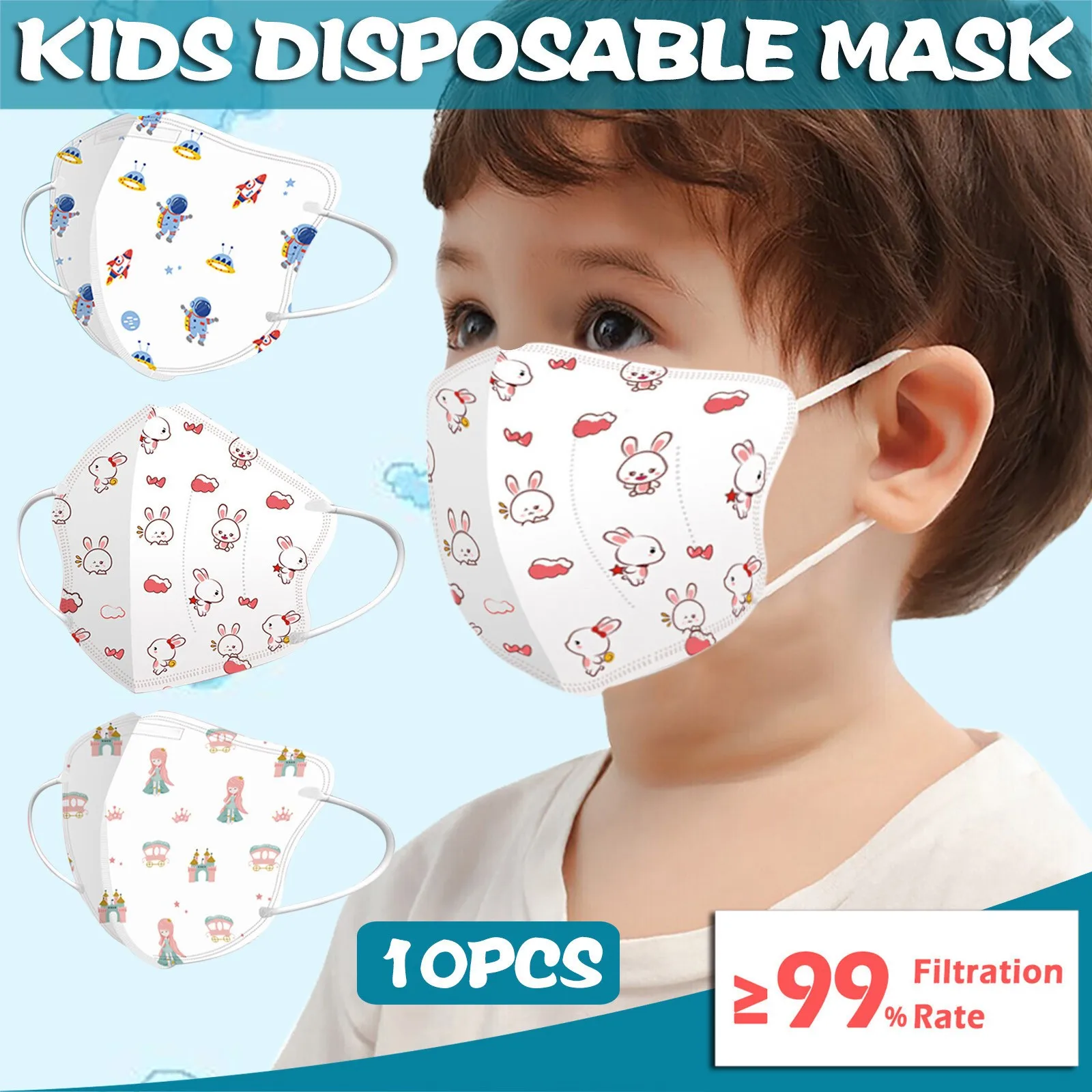 

10PC Kids Mask Mascarilla fpp2 Homologada Child Cartoon 4Ply Ear Loop kn95 ffp2 Mascarillas Facemask ffp2mask Mascarillas Ninos