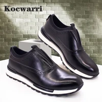 genuine leather mens casual shoes anti slip overfoot comfortable leather shoes handmade sneakers dating wedding banquet shoes
