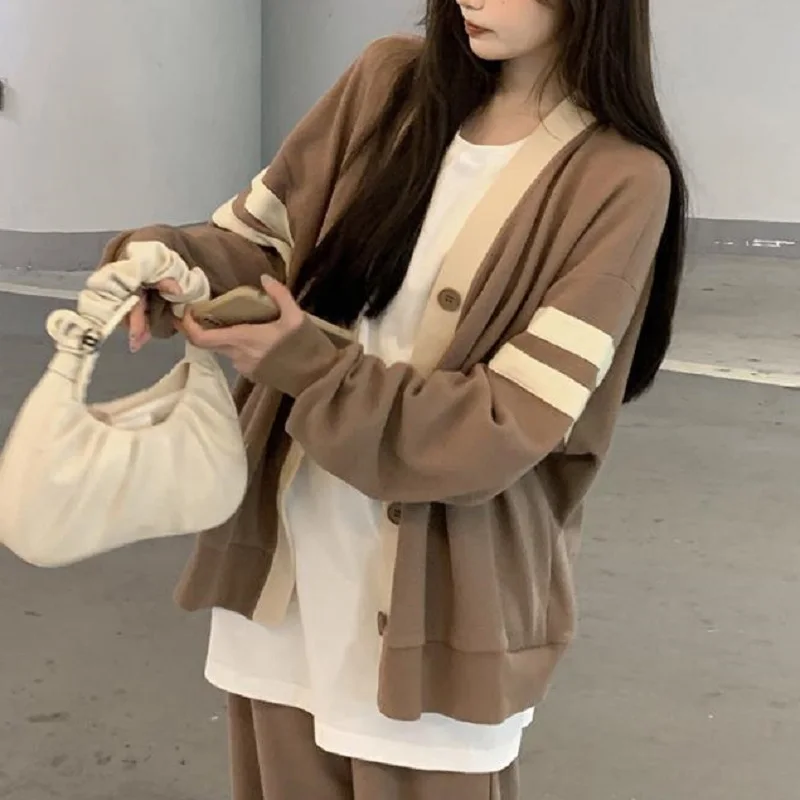 

Deeptown Korean Style Knitted Cardigan Sweater Women Oversize Lazy Wind Single Breasted Knitwear Casual Fashion Jacket Fall 2021