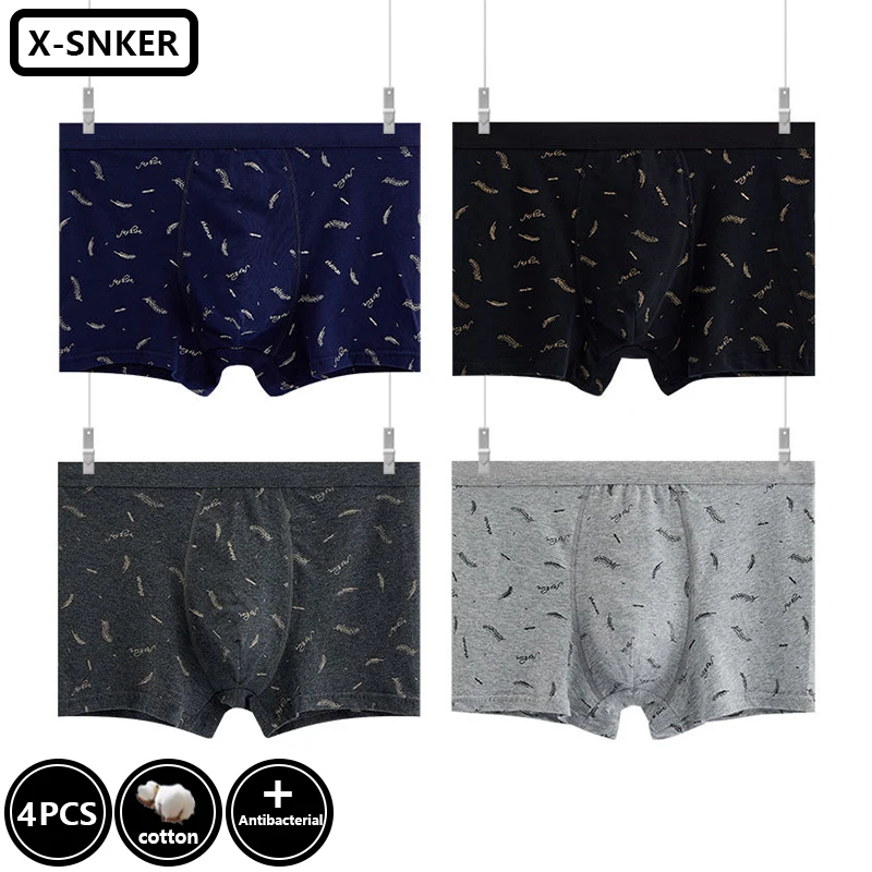 Fashion Boxer Men Underwear Mens Cotton Cuecas Sexy Mens Stars Printed Boxers Underpant Boxershorts Size L-4XL Fit 110kg Fat Man