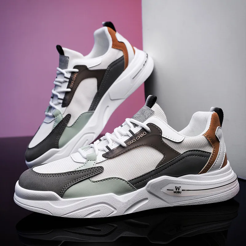 

2023Men's Sneakers Trendy White Shoes Breathable Casual Sports Shoes Male Sneakers Platform Tenis Masculino Lace Up Running Shoe
