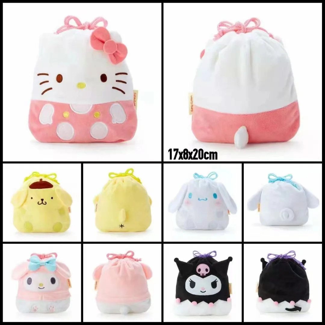 

Sanrioed Hellokittys Mymelody Kuromi Cinnamoroll плюшевая мультяшная сумка для хранения с карманом для девочек праздничный подарок