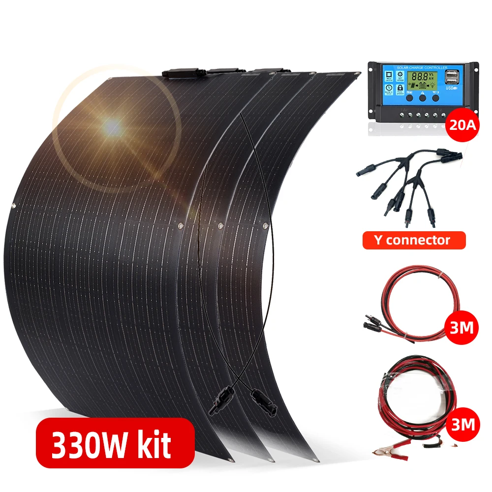 

Solar Panel Kit 12V Complete 300W 200W 100W 24V Flexible ETFE PET 1000W Power Battery Charger Energy System For Camping Boat RV