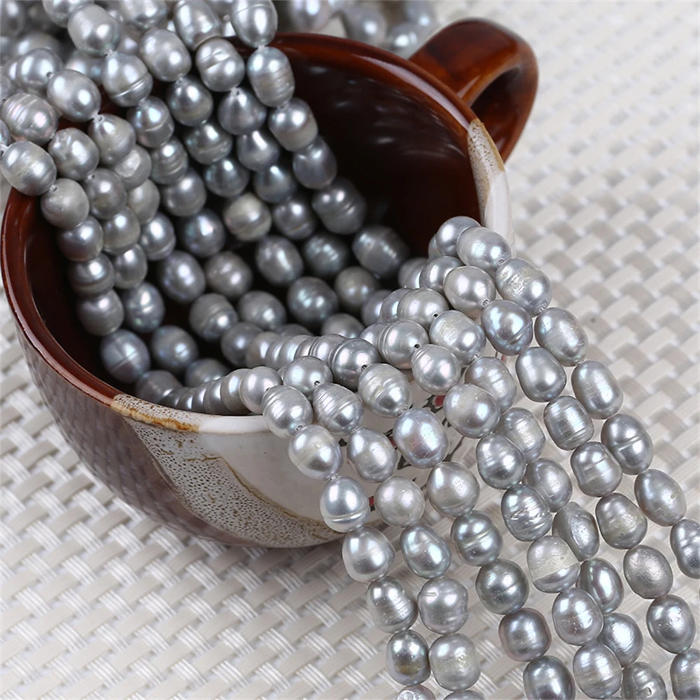 Factory Price Dyed Grey 6-7mm Rice Shape Freshwater Loose Pear Stands For Women Jewelry Making |
