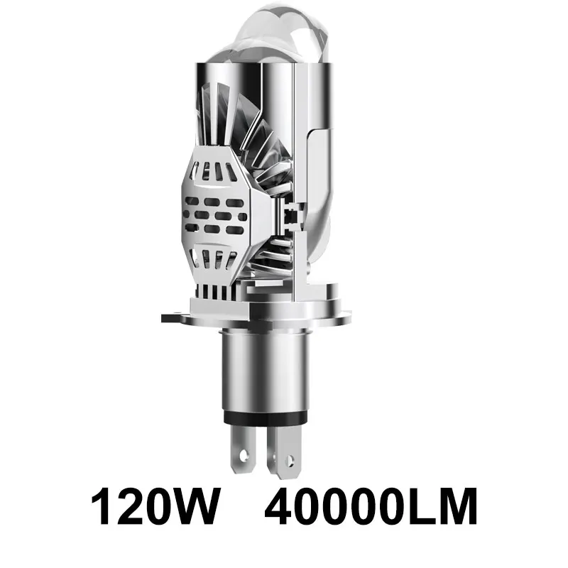 

Двойная Линза H4 светодиодный, мини-объектив проектора, лампа головного света H4, автомобильная фара, Ближний/Дальний свет, 120 Вт, лм, Plug & Play
