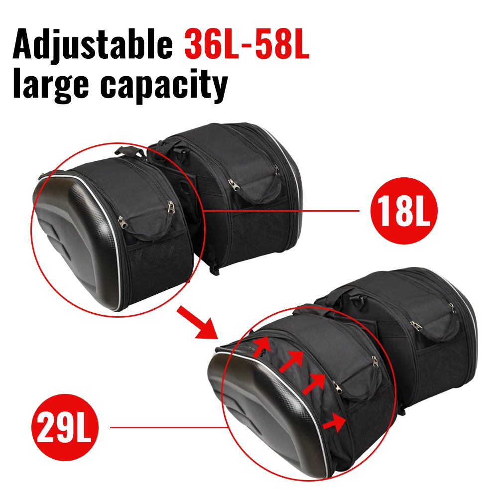 Универсальные Мотоциклетные Седельные Сумки 36L-58L Расширяемые Водонепроницаемые