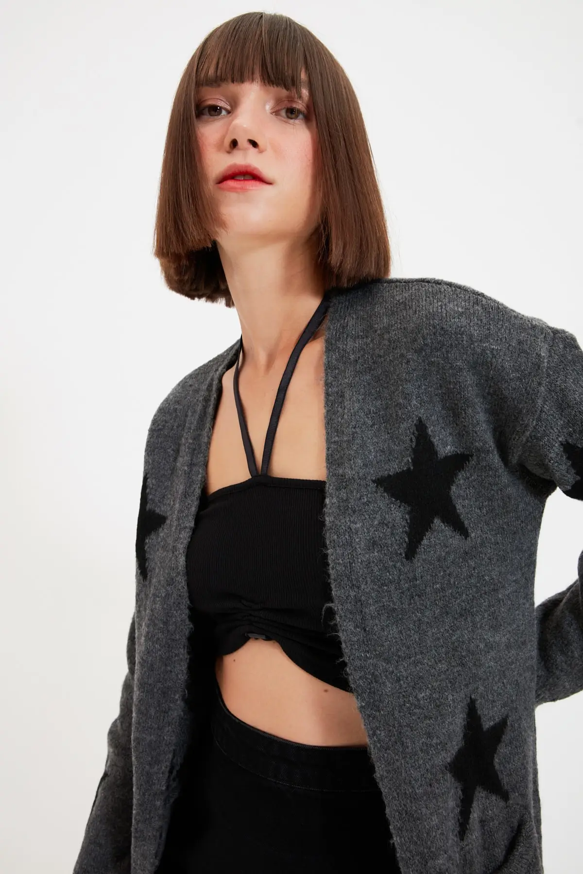 

Women's Cardigan Gray Star sportswear Casual Knitted Quality Fashion Cardigan Sweaters Loose Sweater Sweater Jumper