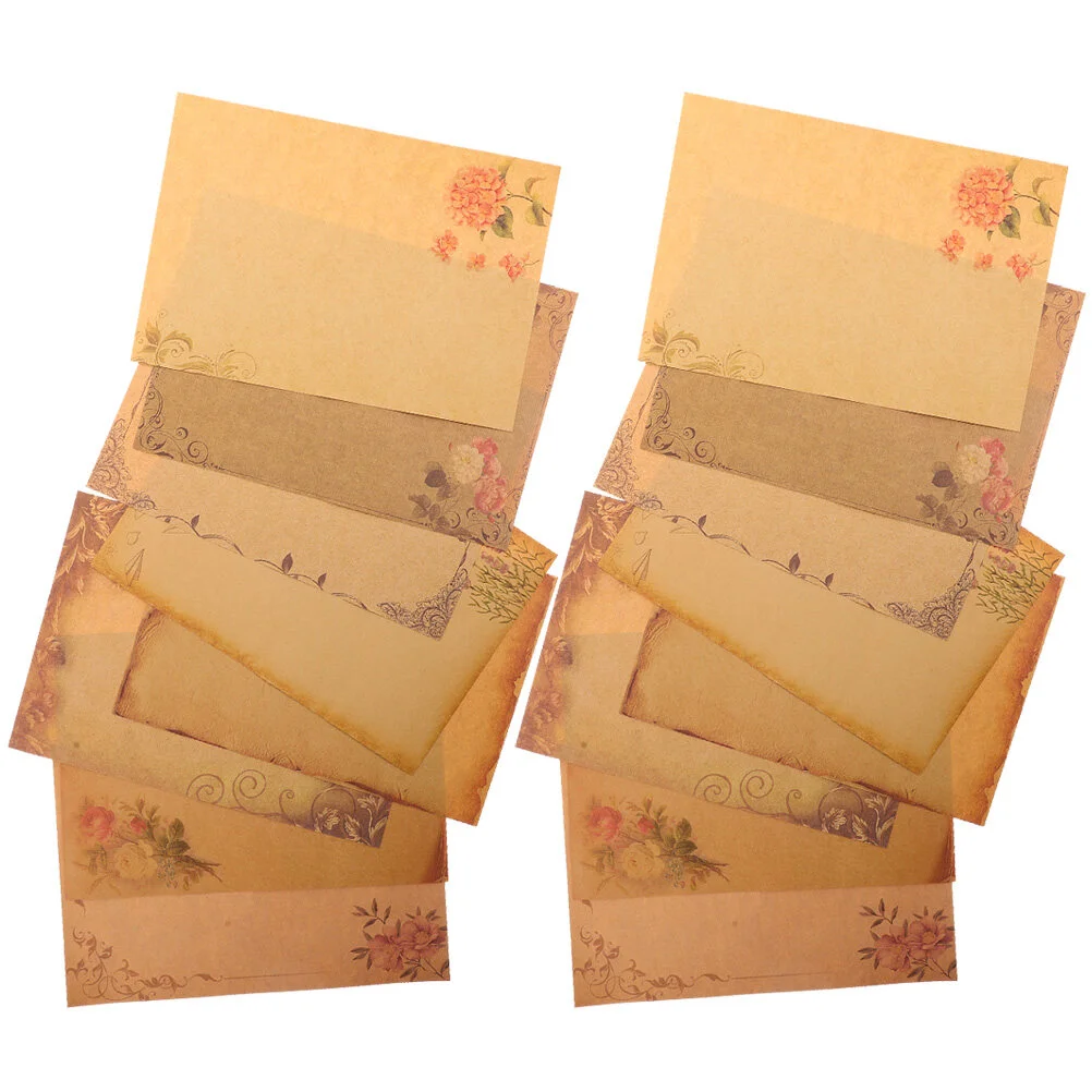 

40 Sheets Kraft Paper Retro Decor Writing Letter Blessing Lace Supplies Flower Border Vintage Party