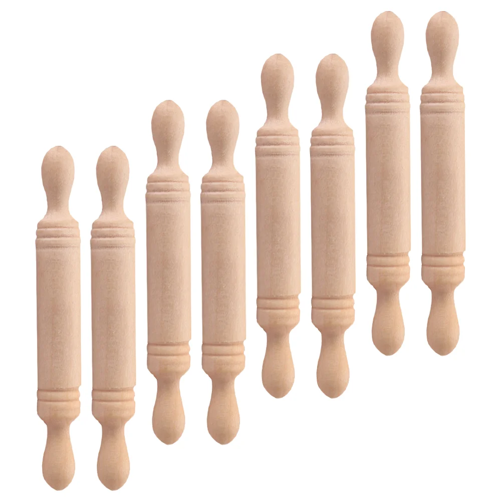 

8 Pcs Shiwan Rolling Stick Tiny Kid's Kitchen Tool Cake Accessories Dough Miniature Sticks Wooden Adornments House Child Tray