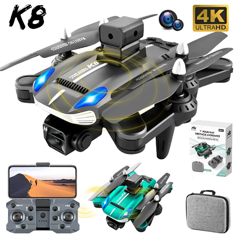 2022 New Drone K8 4K Professional HD ESC Double Camera Obstacle Avoidance Optical Flow Positioning Foldable Quadcopter Toys Gift