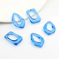 acrylic resin imitation crystal blue geometric shapes charms beads connector 10pcs for diy fashion jewelry making accessories