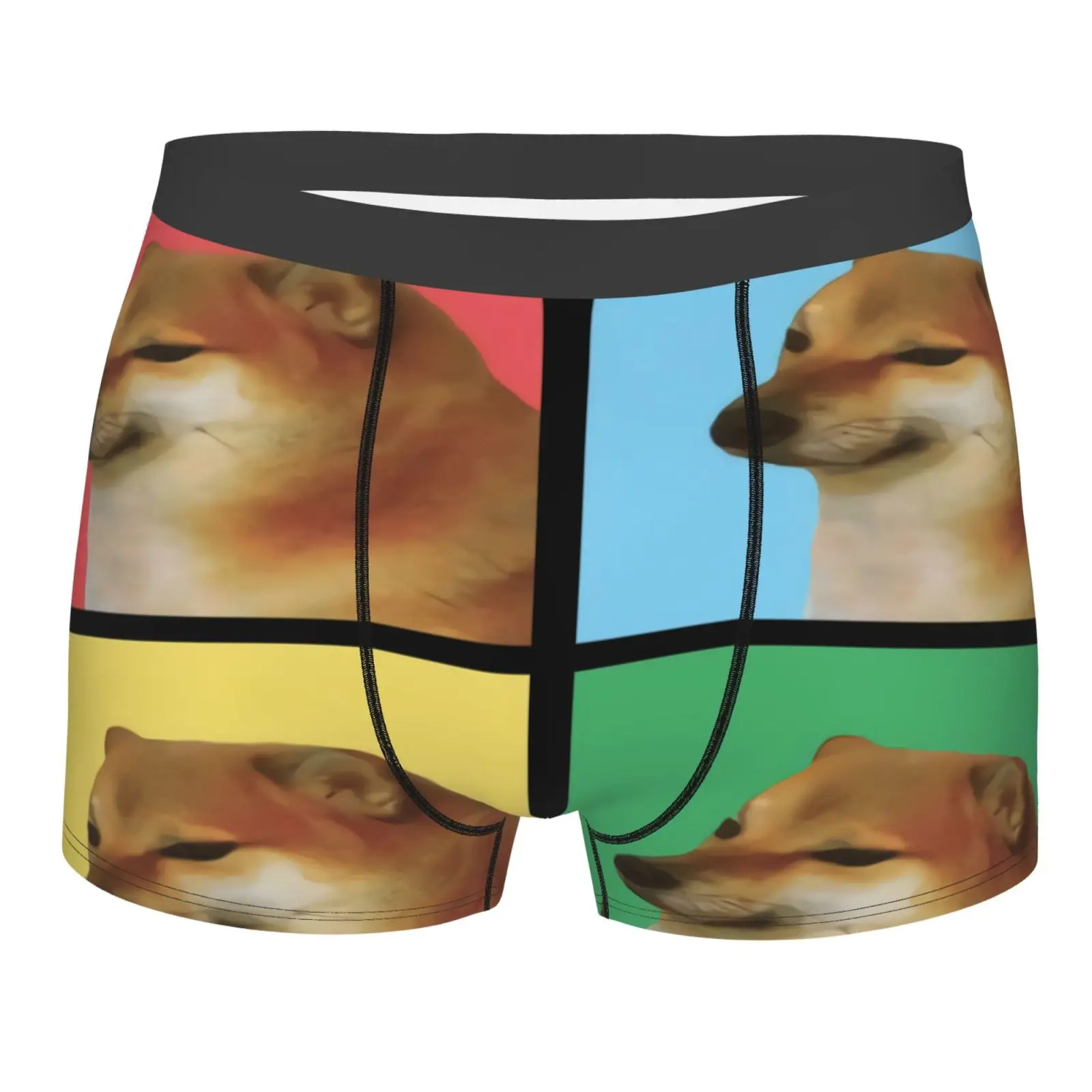 

Боксеры Cheems Doge Cover Vaporwave мужские, прозрачные шорты-боксеры, пикантное нижнее белье, длинные красные трусы