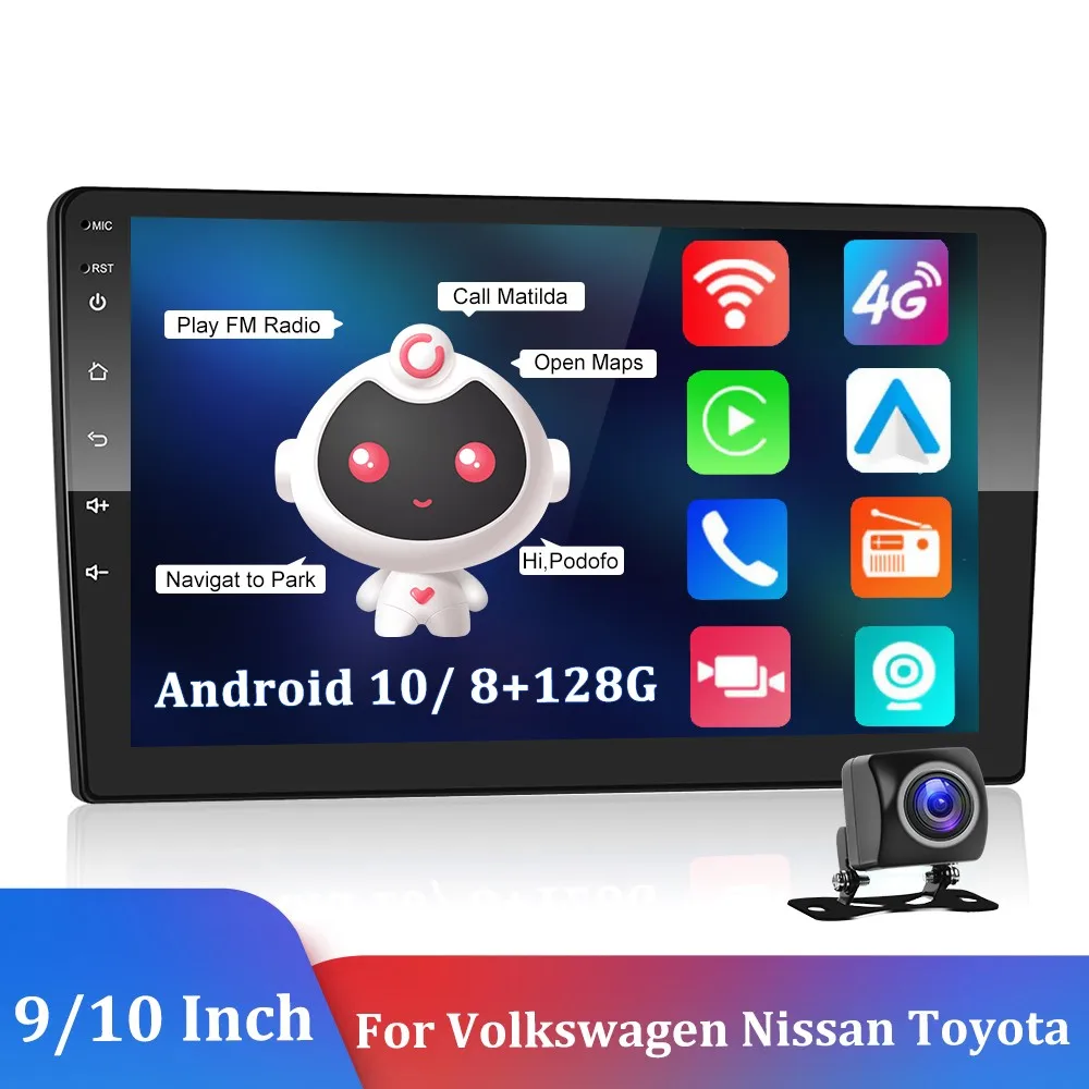 

2 Din Android Car Radio Car Multimedia Player Autoradio 9/10 Inch 8+128G Wifi Gps Ai DSP For Volkswagen Nissan toyota Kia