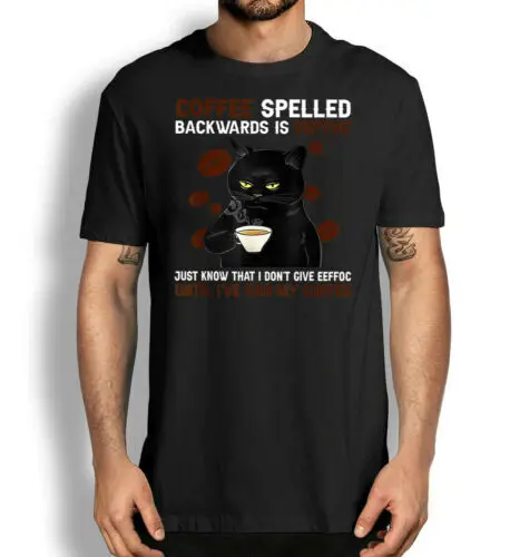 Кошачья кожа, кофейная вставка с обратной стороны-Eeffoc, коты пьют кофейную футболку