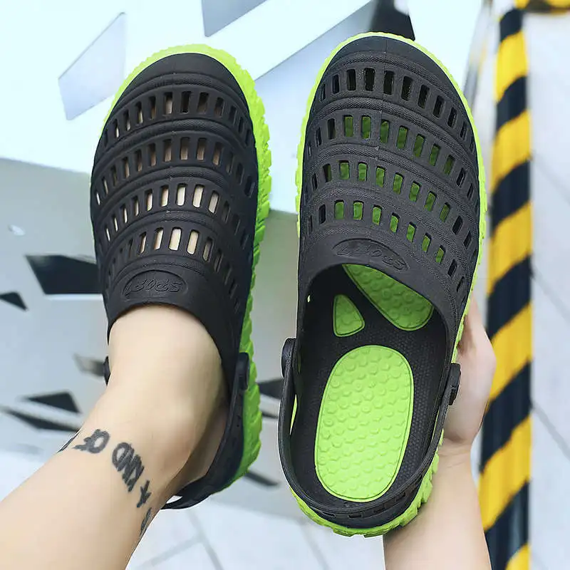 

Zapatillaas Summer Slippers Non-Casual Leather Leather Shoes Tennis Skateboard Rubber Clogs Damping Men's Leather Sandal Tennis