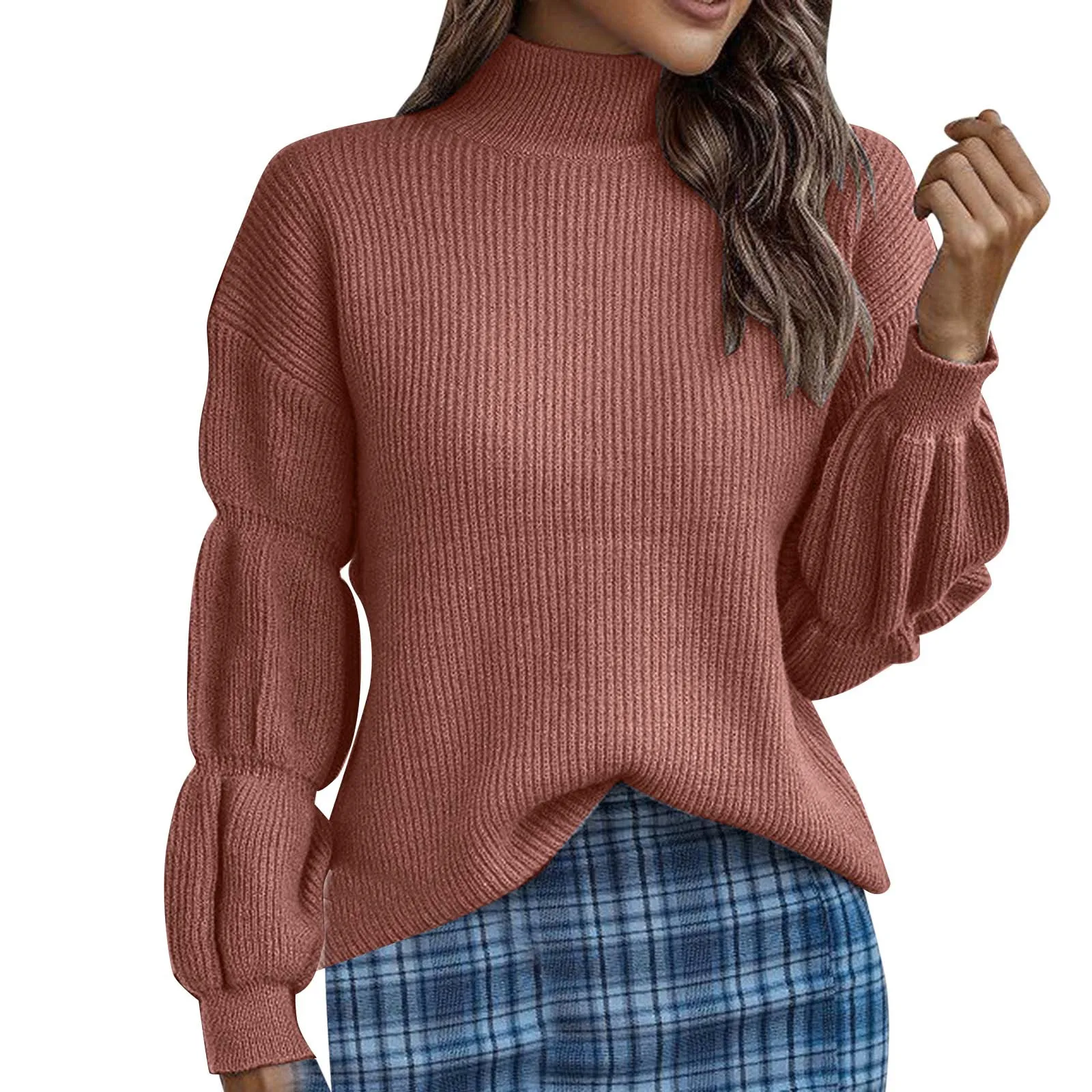 

Женский пуловер с высоким воротником и длинным рукавом, однотонный модный Повседневный свитер, мужской свитер на молнии