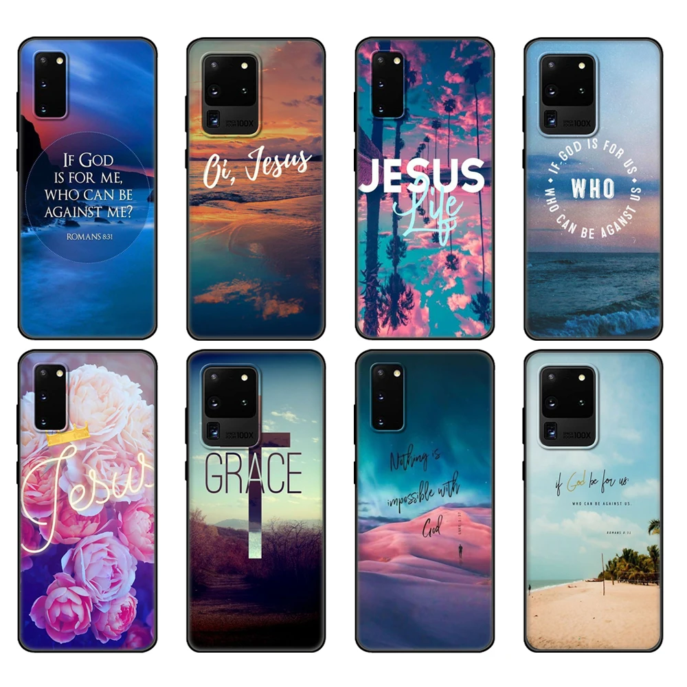 

Black tpu Case For Samsung galaxy S20 /S20 PLUS/S20 ultra/S20+ /S20FE back cover Faith Christian Jesus