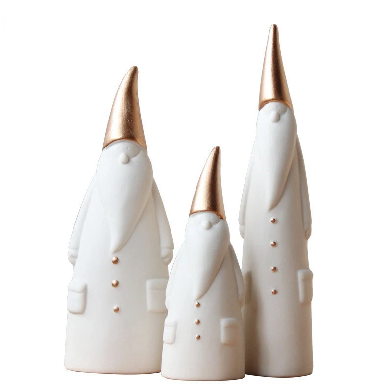 

3Pcs/Set Ceramics Santa Clause Figurines Christmas Decoration Statue Scandinavia Style Nordic Home Holiday White Gift