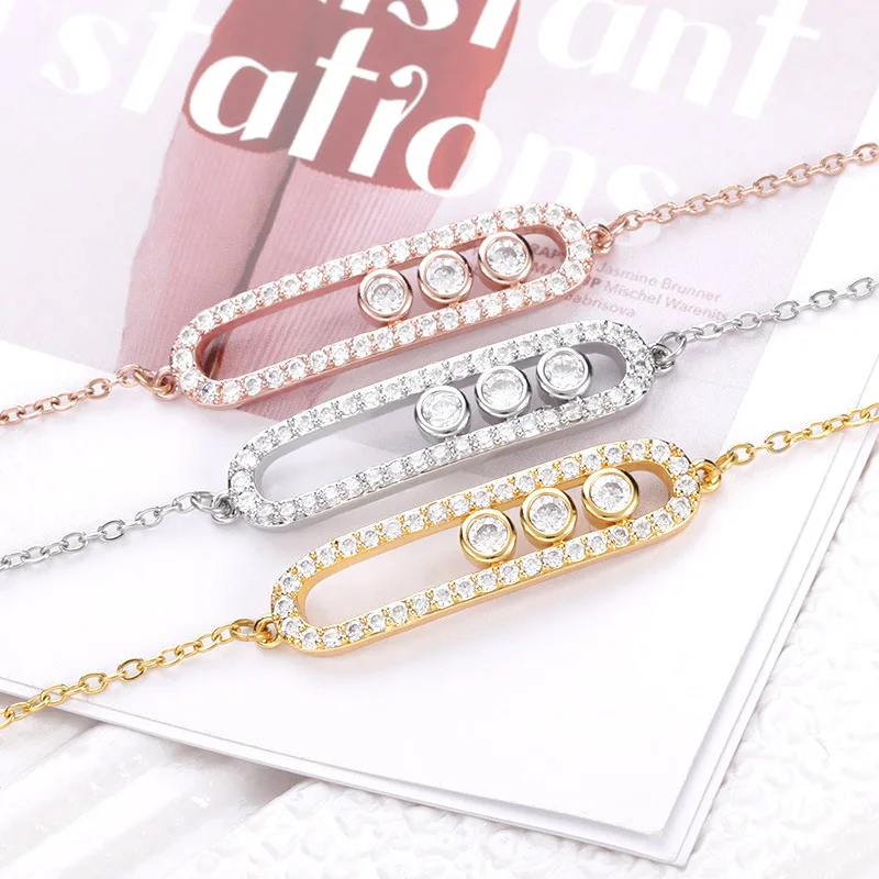

G&D Luxury Dot Beads Bar Charm Bracelet&Bangle Pave AAA Zircon Stainless Steel Bracelet for Women Jewelry Gift Wholesale