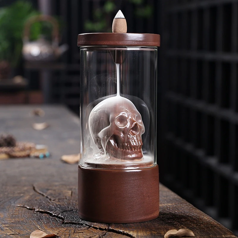 

Backflow Incense Burner Skull Incense Burner Indoor Sandalwood Aloes Ornaments Home Office Decoration