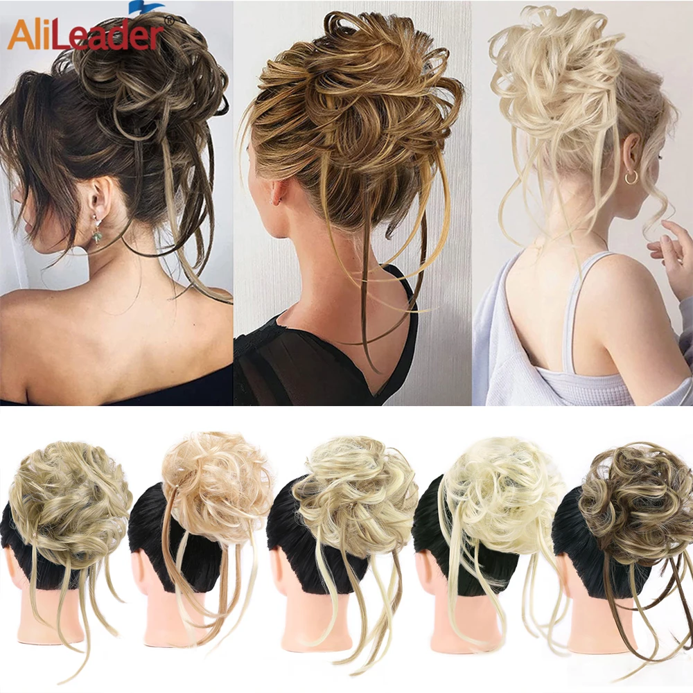 

1Pcs Messy Hair Chignon Syntehtic Hair Accessories For Women Ponytail Hair Band Chignon Curly Wavy Scrunchie Updo Hairpiece