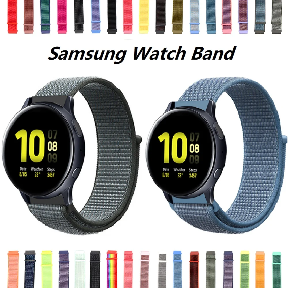 

22mm/20mm Nylon Strap for Samsung Galaxy Watch 5/4 40/44mm 3 Classic Active 2 Bracelet 41mm/45mm 42mm/46mm Band