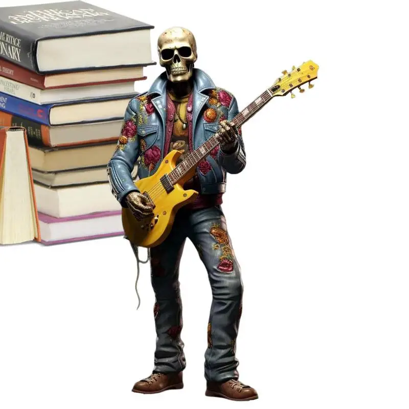 

Funny Skeleton Statue Unique Funny Resin Skeleton Decor Day Of The Dead Statue Rock Band Figurine Multifunctional Skeleton
