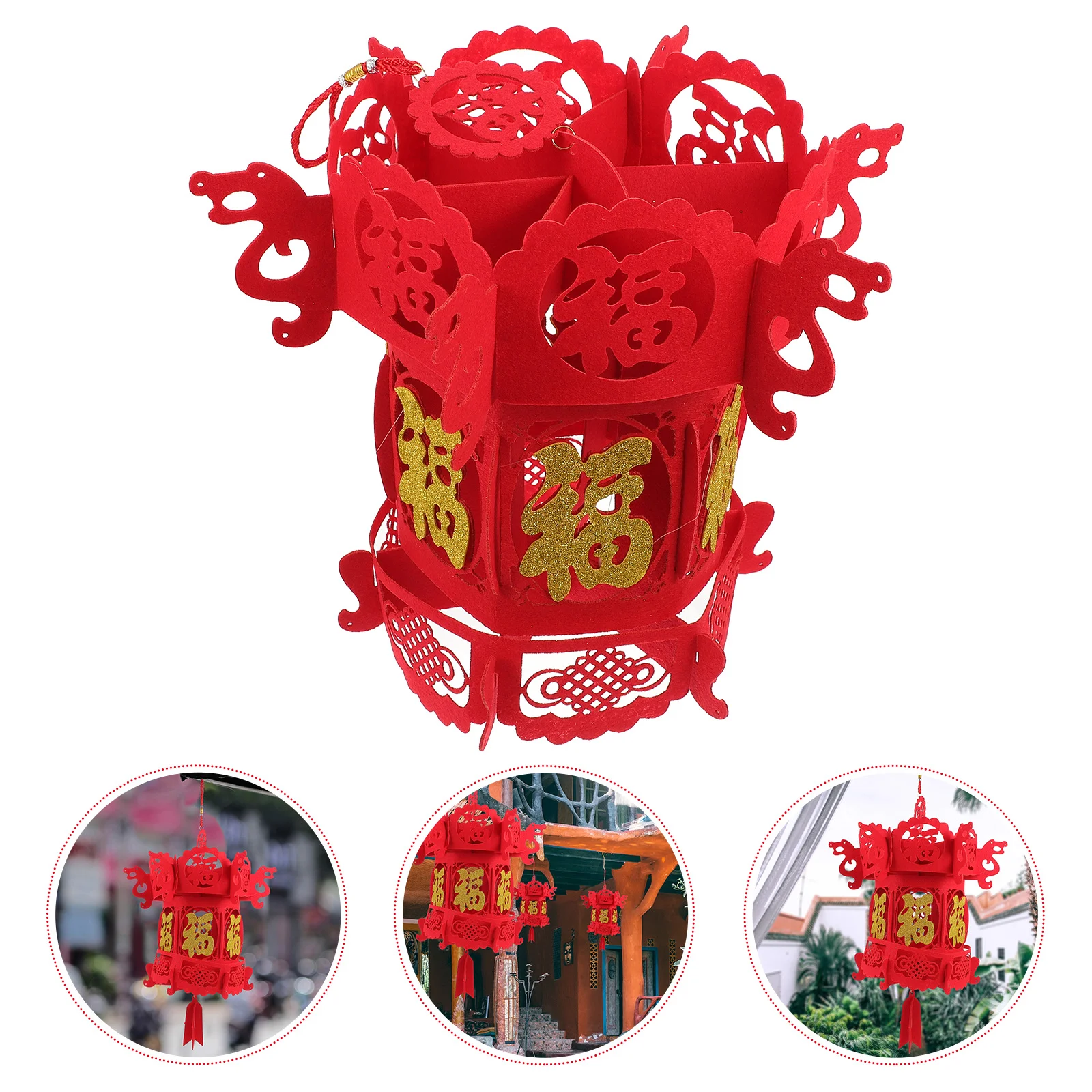

Lantern Ornaments Hanging Chinese Fu Style Red 3D New Year Pendant Festival Lanterns Chandelier Decoration