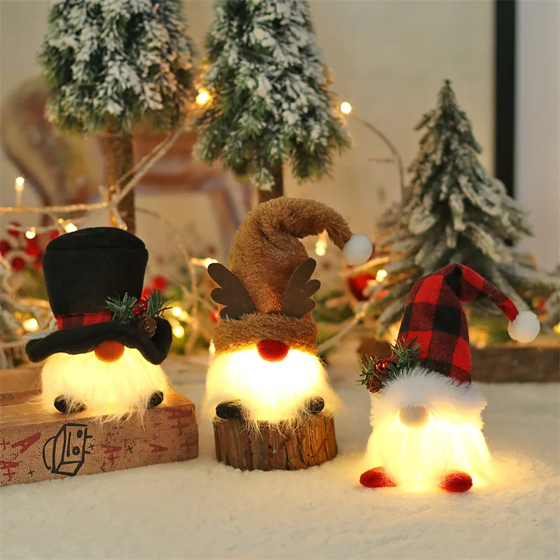 

LED Light Christmas Ornaments Glowing Santa Claus Snowman Reindeer Toy Doll Christmas Home Decorations New Year 2023 Ornament