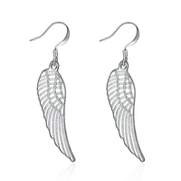 kissitty 1 pair silver color plated wing shape brass dangle earrings for women hook earrings jewelry findings gift