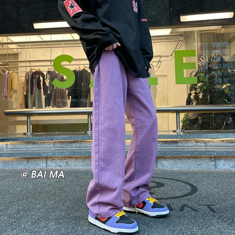 6 Colors Baggy Jeans Men Fashion Casual Oversized Wide Leg Jeans Men Streetwear Hip Hop Loose Straight Denim Pants Mens Trousers