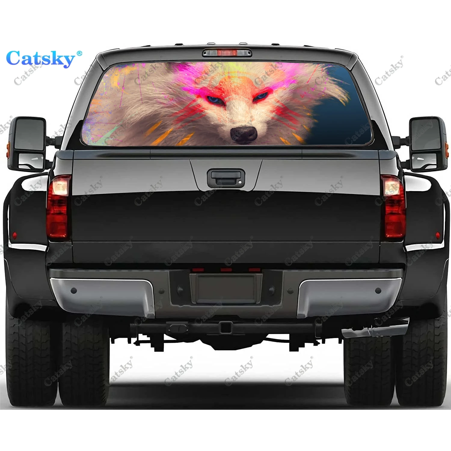 

arctic fox animal Window Decal Sticker Graphic PVC Decorative Truck Sticker Perforated Vinyl Universal Sticker