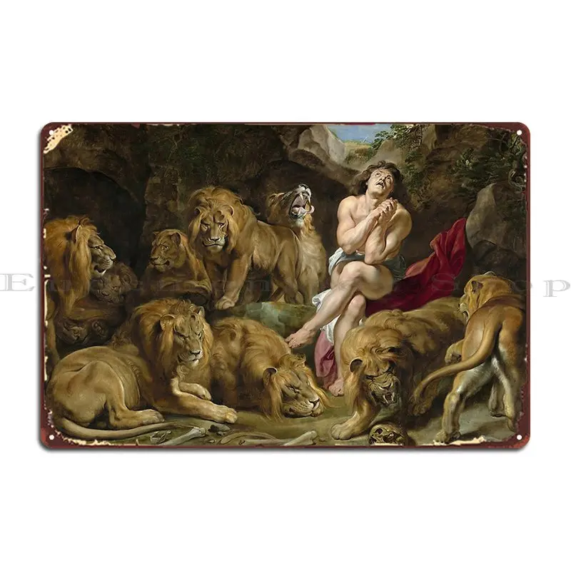 Металлическая вывеска Daniel In The Lion S Den Peter Paul Rubens
