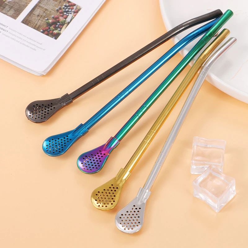 

1PC Sucker Metal Drinking Straw Stainless Steel Straw Reusable Straw Spoon Drinking Straw Drinking Hygeian Portable Durability