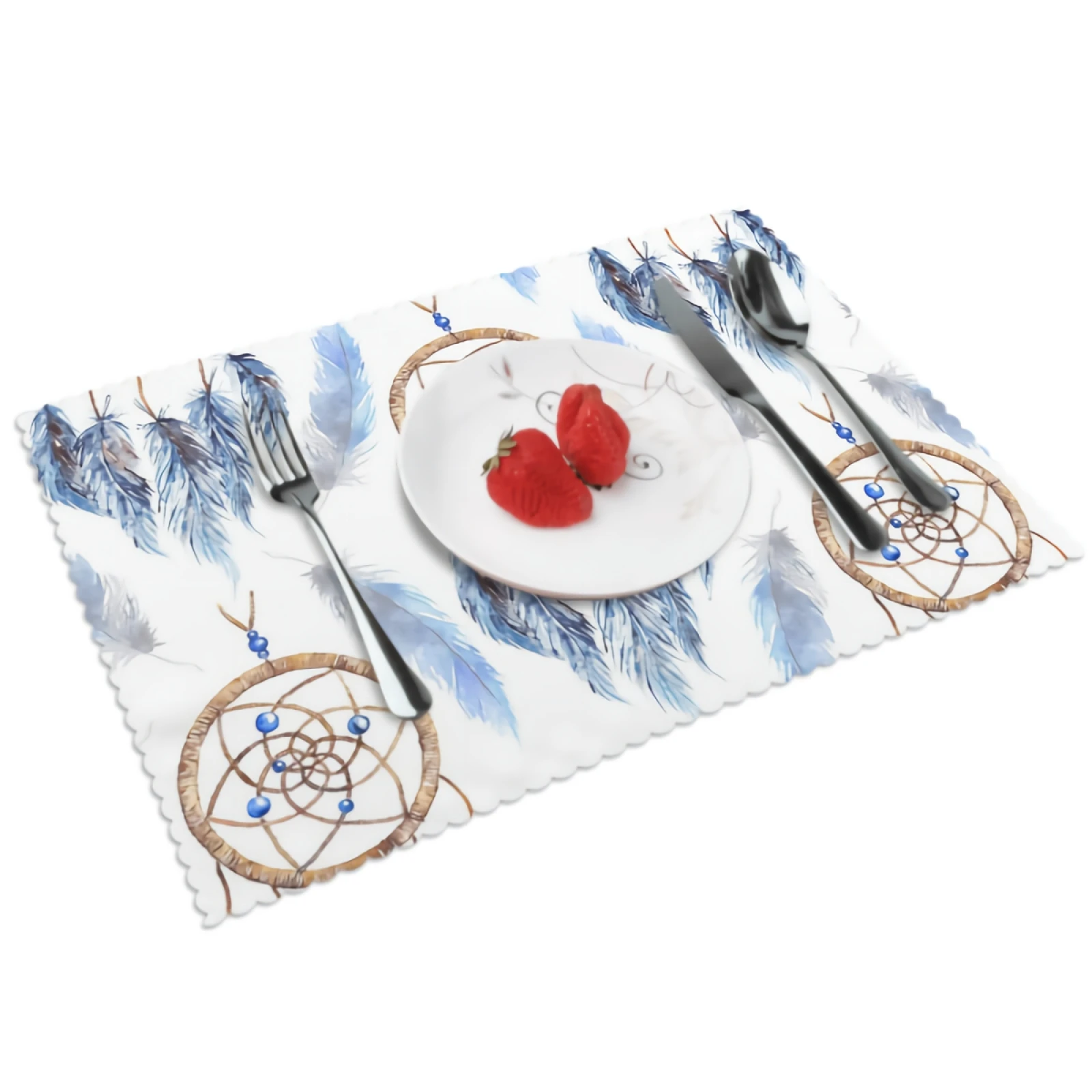 

Dream Catcher Placemats for Dining Table Set of 4 Feather Dream CatcherDecor Rectangular Heat Resistant Washable Place Mat