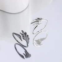 minimalist black white swan couple rings korean fashion sweet swan wings aesthetic rings adjustable wedding party jewelry gifts
