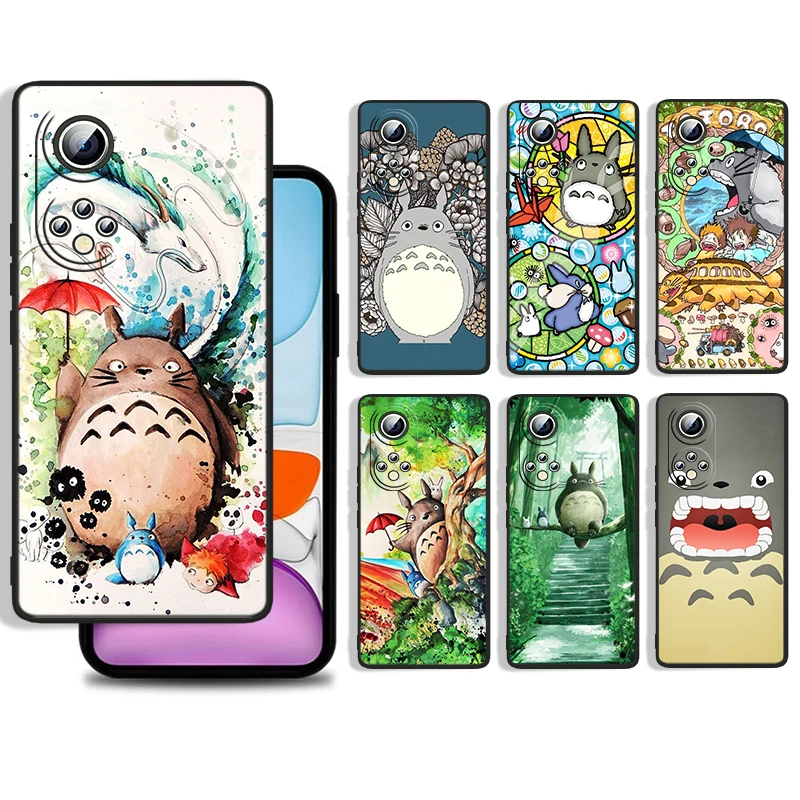

Hot Anime Studio Ghibli Totoro Cover For Huawei P50 P40 P30 P20 Lite 5G Nova Plus 9 SE Pro 5T Y9S Y9 Prime Black Phone Case
