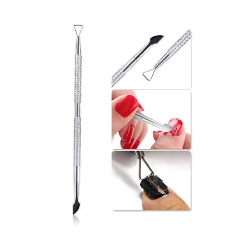

1pc Stainless Steel Nail Cuticle Pusher Double-ended Pedicure Manicure Dead Skin Push Remover Nail Art Tweezers Cleaner Tool