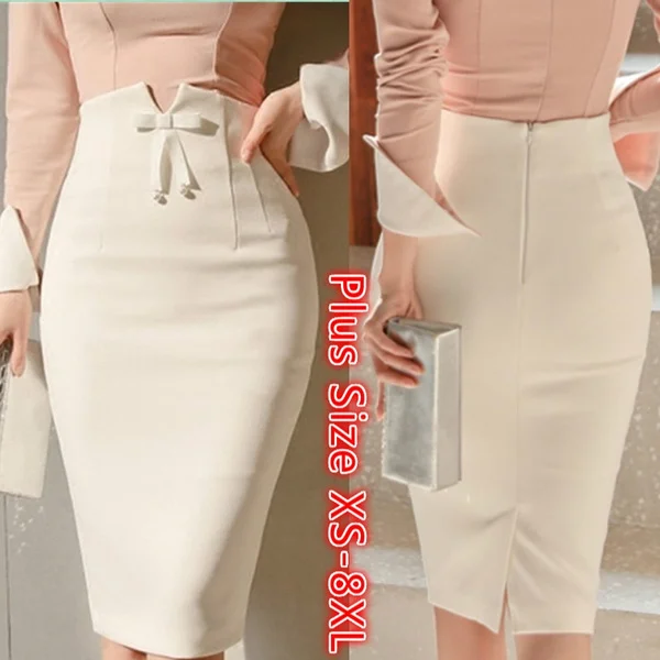 Женская юбка-карандаш средней длины, с завышенной талией Женская юбка-карандаш средней длины, с завышенной талией