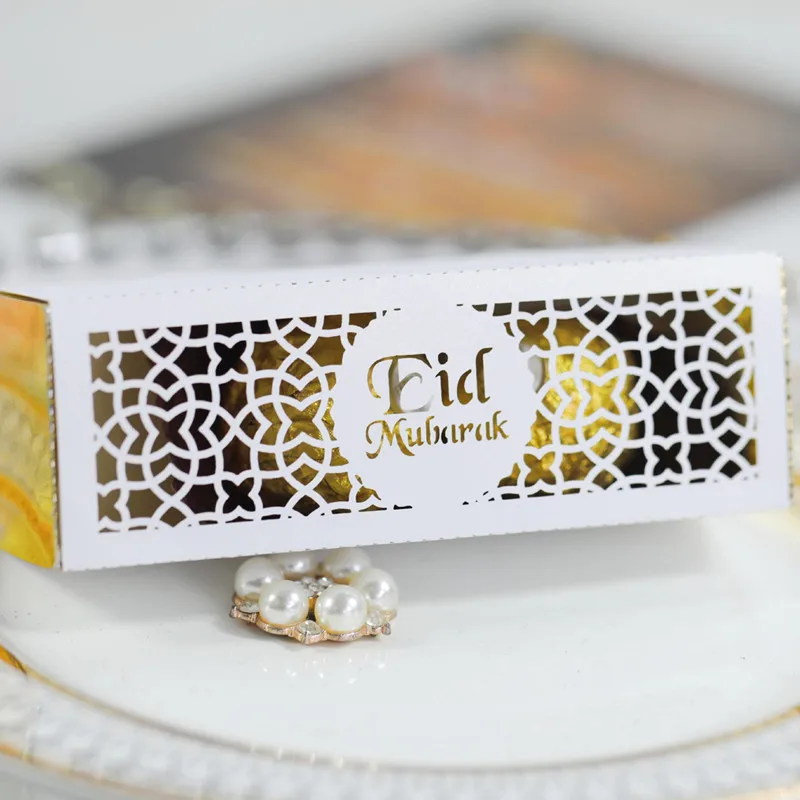 

5/20/50/100pcs Eid Mubarak Box Candy Dragee Gift Box Ramadan Kareem Islamic Muslim Festival Happy Al-Fitr Eid Party Decoration