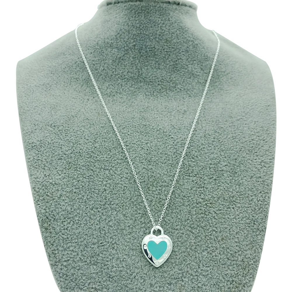 

enamel necklace for women's clavicle S925 sterling silver heart-shaped Valentine's Day gift design high-end