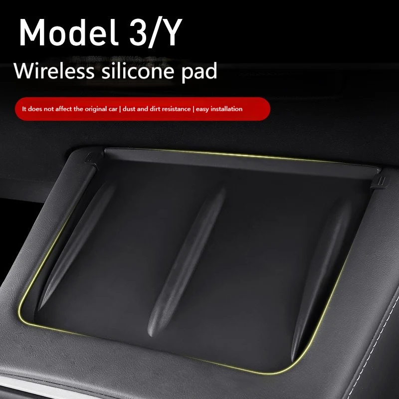 

Central Control Wireless Charging Silicone Pad For Tesla Model 3/Y Phone Non-slip Mat Interior Anti-skid Pad Auto Accessories