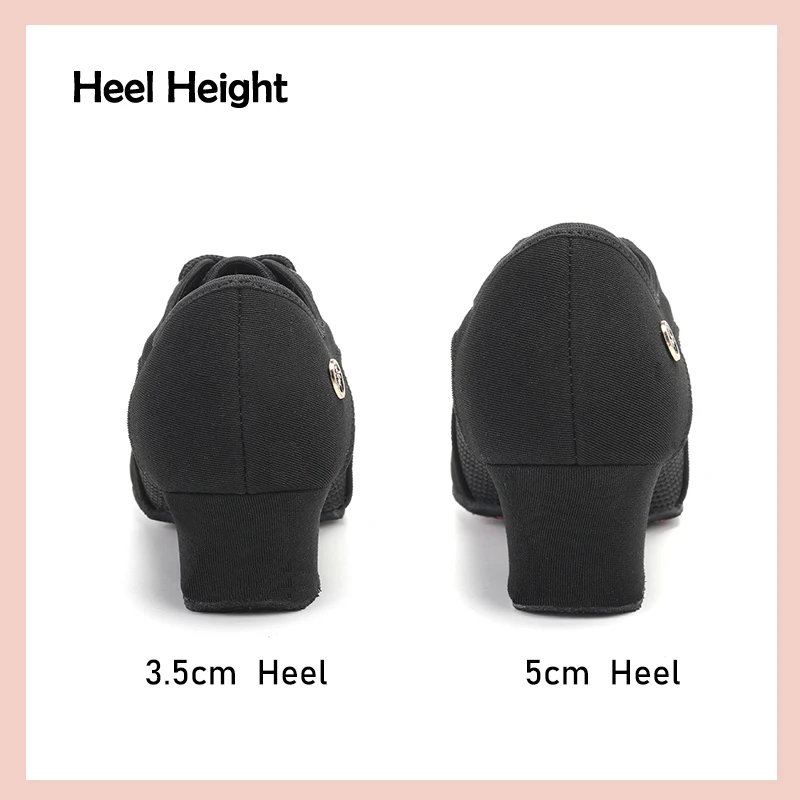 DKZSYIM Women Dance Shoes Jazz Indoor/Outdoor Dancing Shoes for Lady Adult Black/Red Ballroom Dance Sneakers 3.5cm-5cm Heel