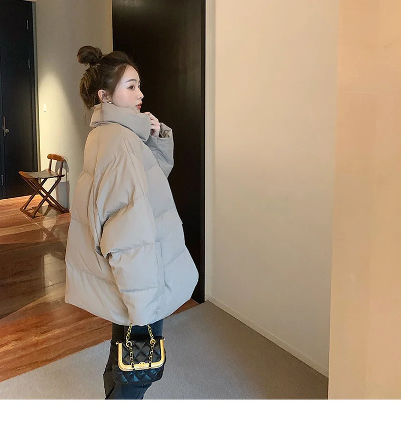 Female Coat Zipper Parkas 2023 Winter Jacket Coat Fashion Autumn Solid Warm Casual Padded Parka Women Short Jacket Stand Women