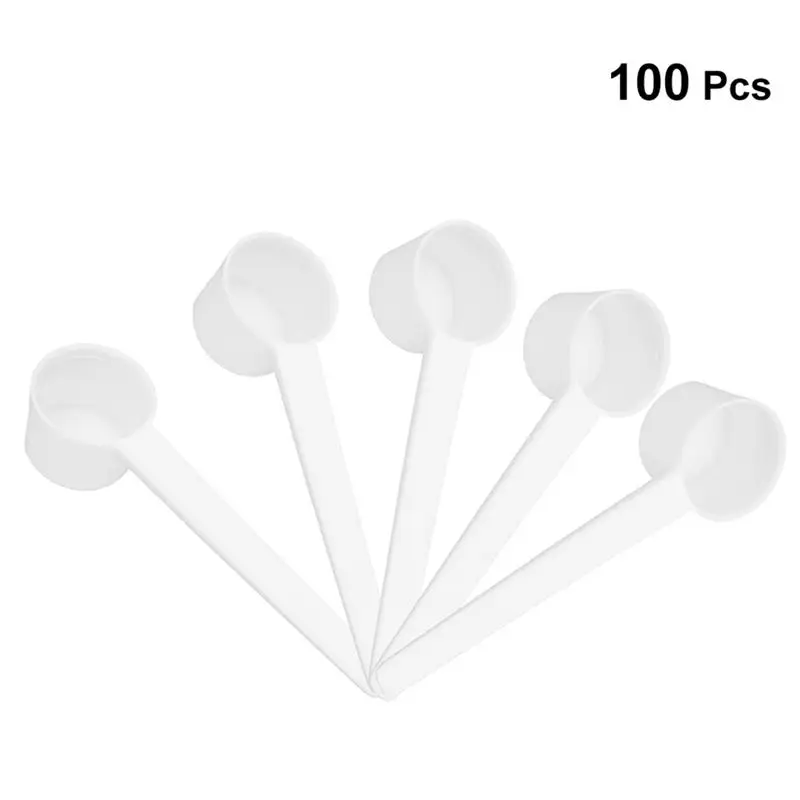 

100pcs 5g Plastic Coffee Measuring Spoon For Milk Powder Liquid Seasoning Refillable Reusable Compatible Scoops (White)
