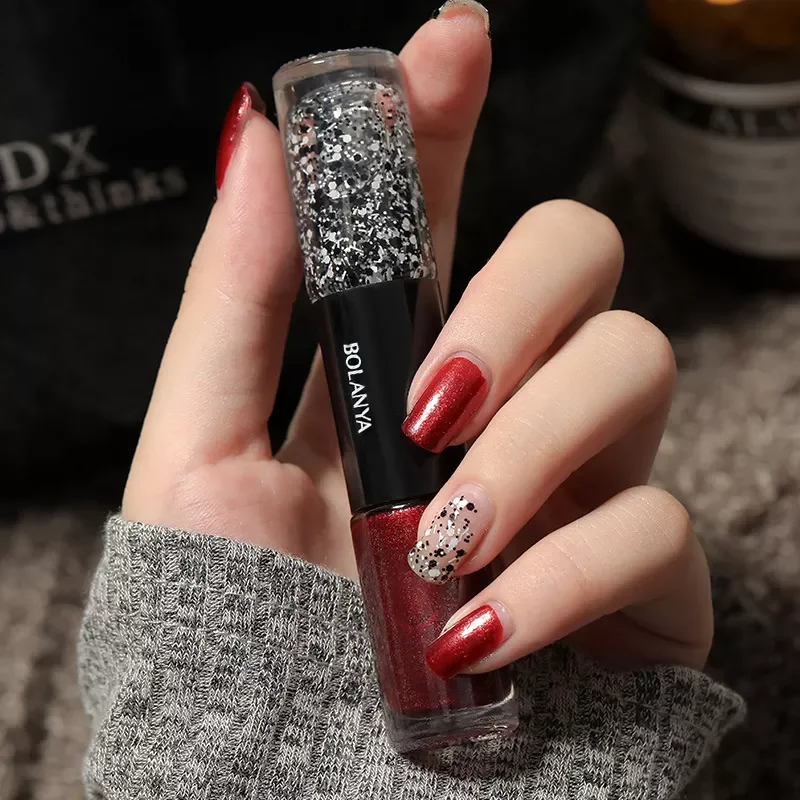 

NEW IN Polish Without Lamp Oily Double-Headed Nail Polish Free Baking Quick Drying Non-Fading Korean Net Red Sequin Nail Polish