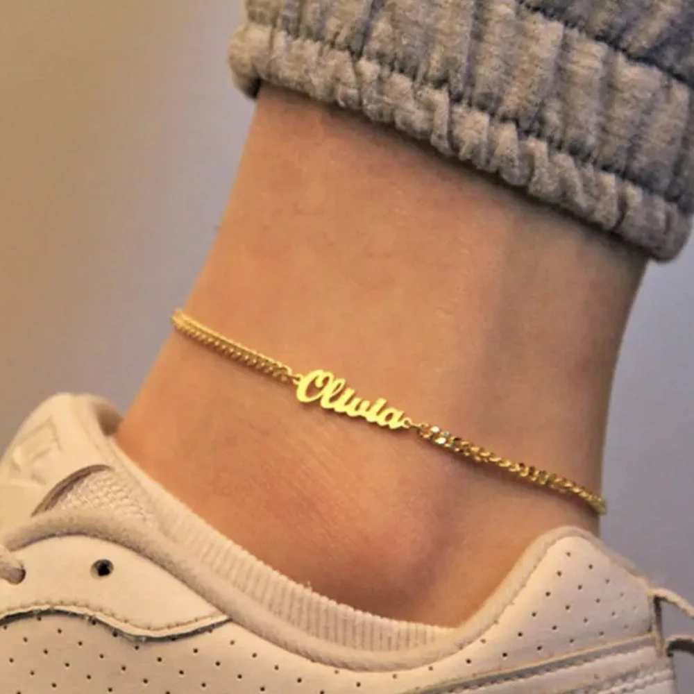 Orazio Custom Name Anklet 14k Gold Stainless Steel Personalized Women's Foot Bracelet Original Brand Luxury Jewelry Dropshipping