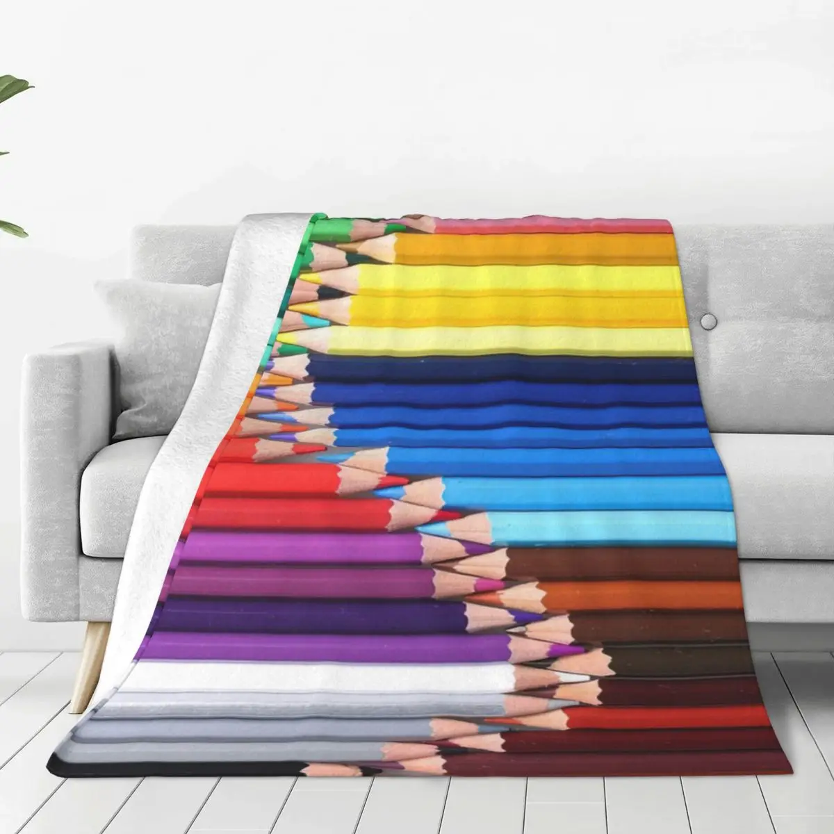 

Color Pencil Through Colorful Lover Flannel Fleece Blanket For Kids Teens Adults Soft Cozy Warm Fuzzy