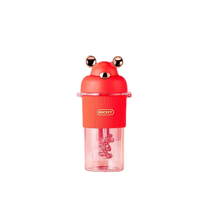 Disney Summer Tritan Plastic Wide Mouth Straw Cup Mickey Head Pupils Portable Cute Strap Cup 500ML Straw Water Bottle enlarge